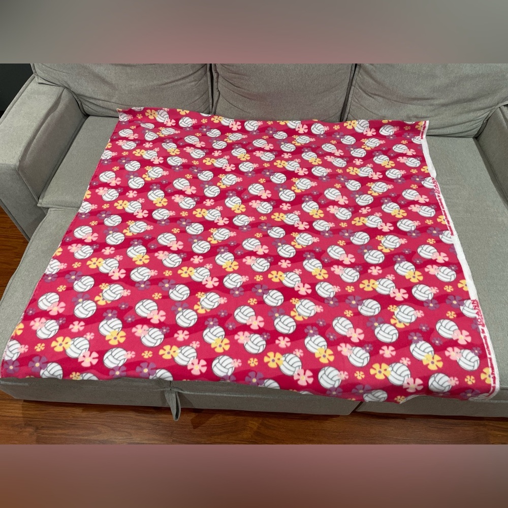 Joann Pink Girls Volleyball Throw Blanket 59Lx54W Soft Volleyball & Floral